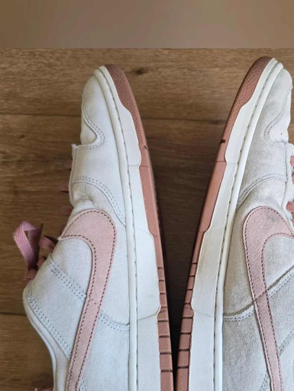 Nike Dunk Low Pink White Size 13 Men Sneakers Suede Leather Fossil Rose